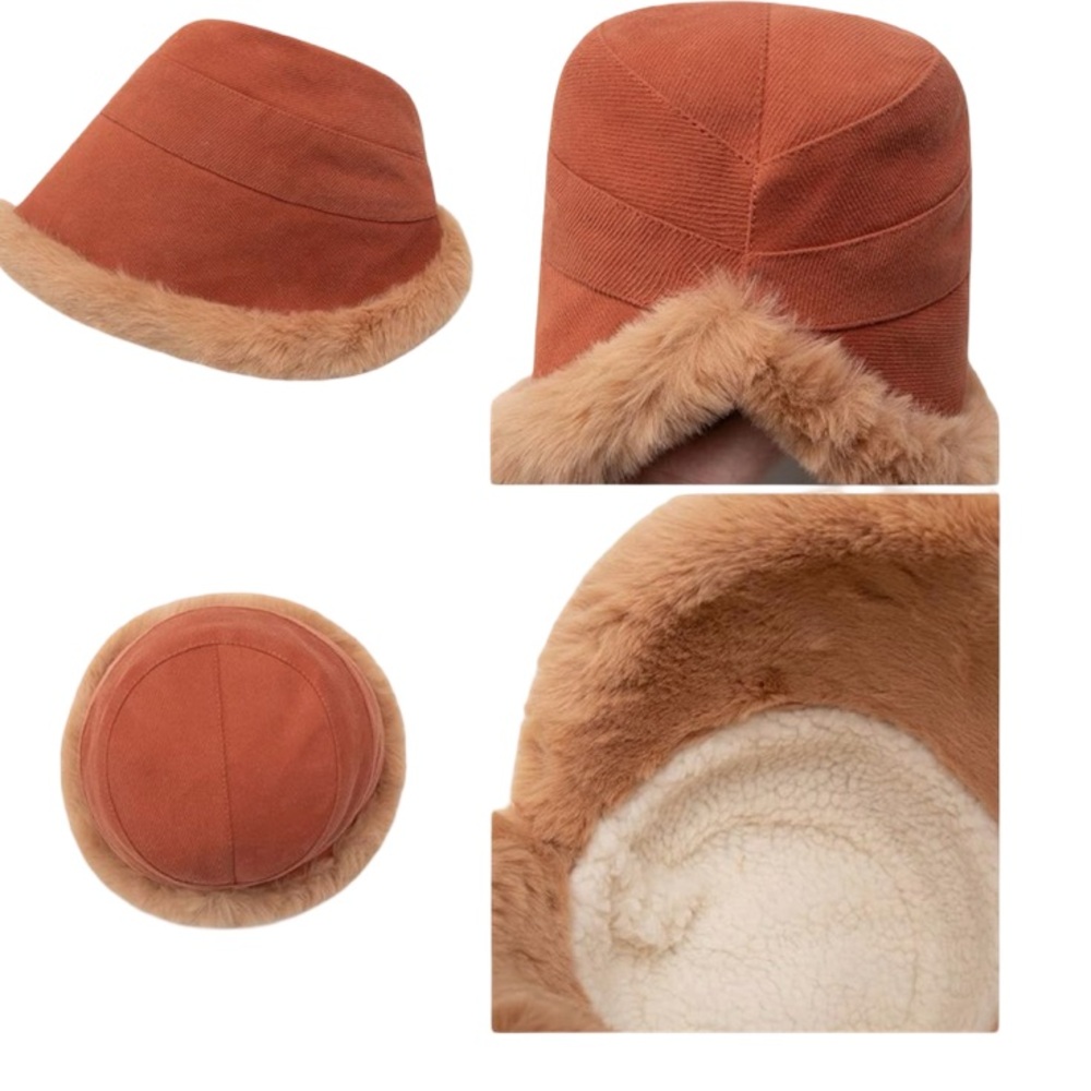 Snow Bunny Women’s Tan Hat with Faux Fur Trim - Picture 4 of 5